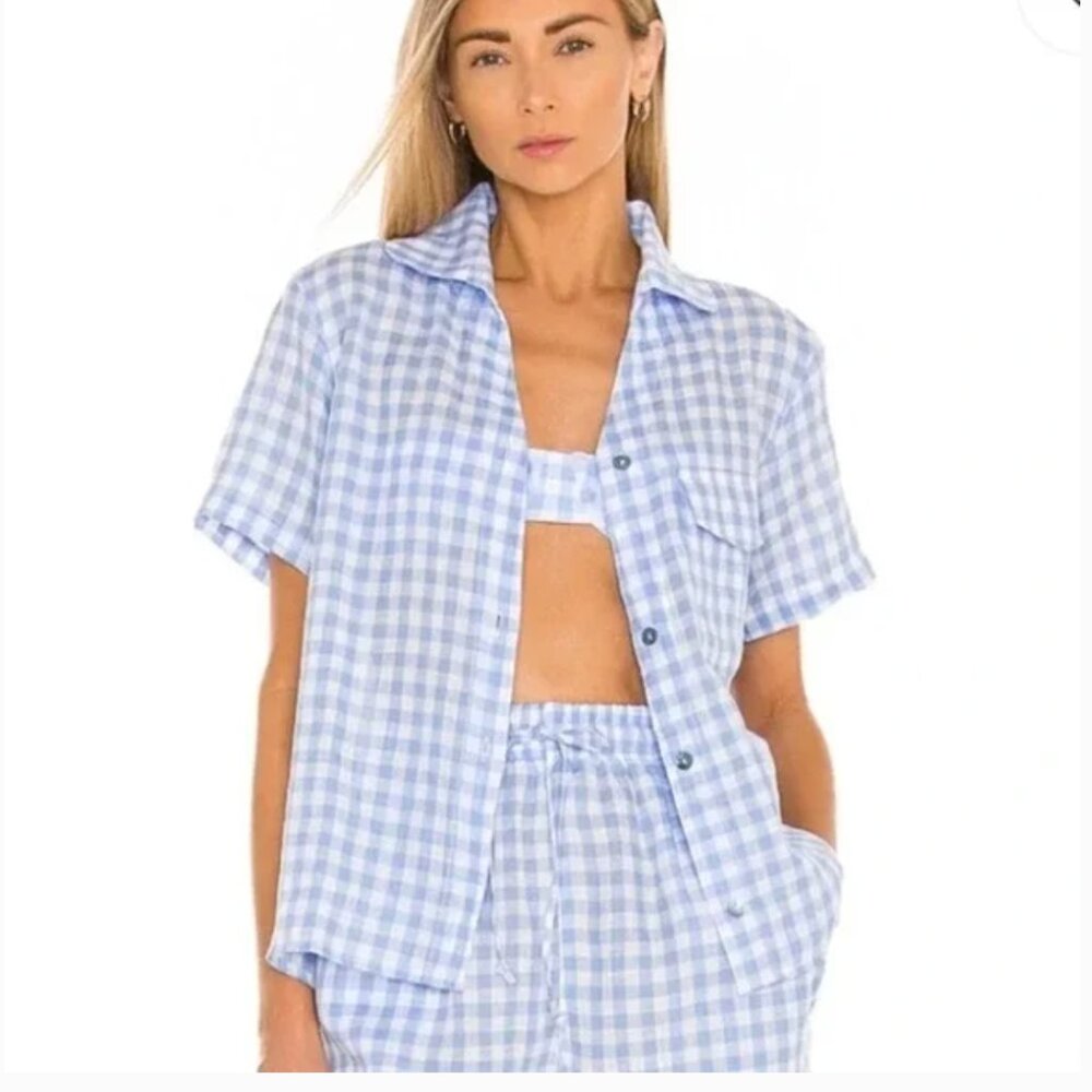 Frankie’s Bikini Lou Button Up Top and Lou High Waisted Gingham Shorts (Set) - Picture 2 of 7